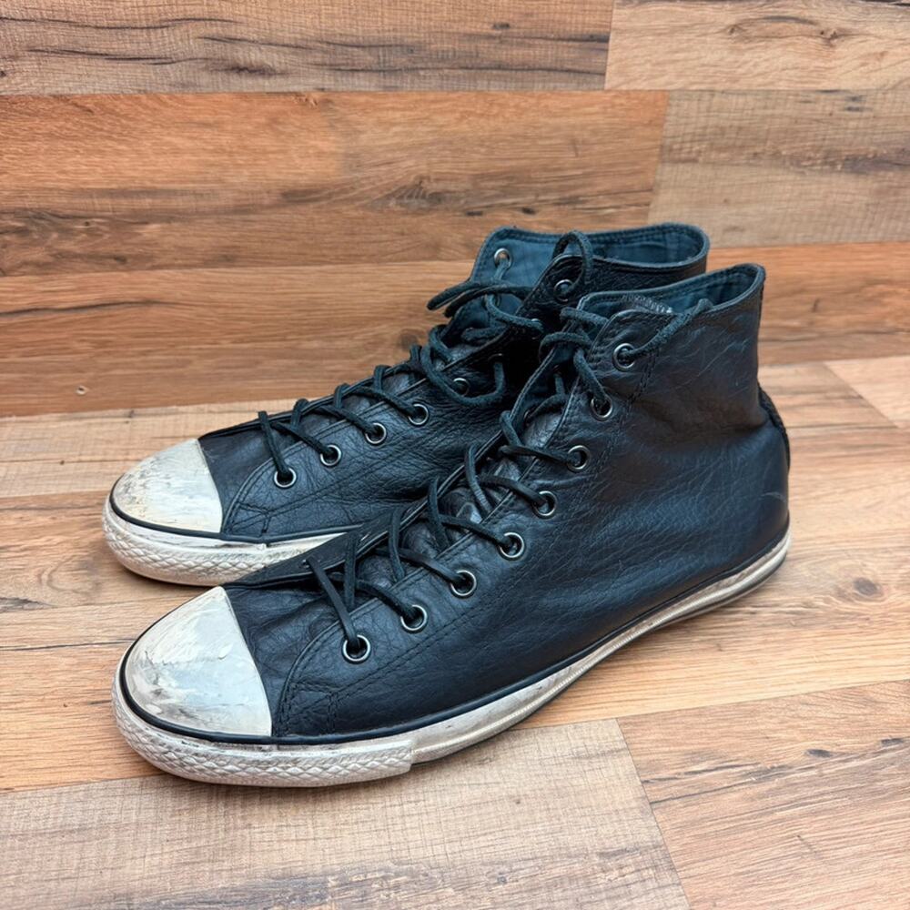 Converse John Varvatos Mens Size 13 Chuck Taylor High Top Black Leather Sneakers